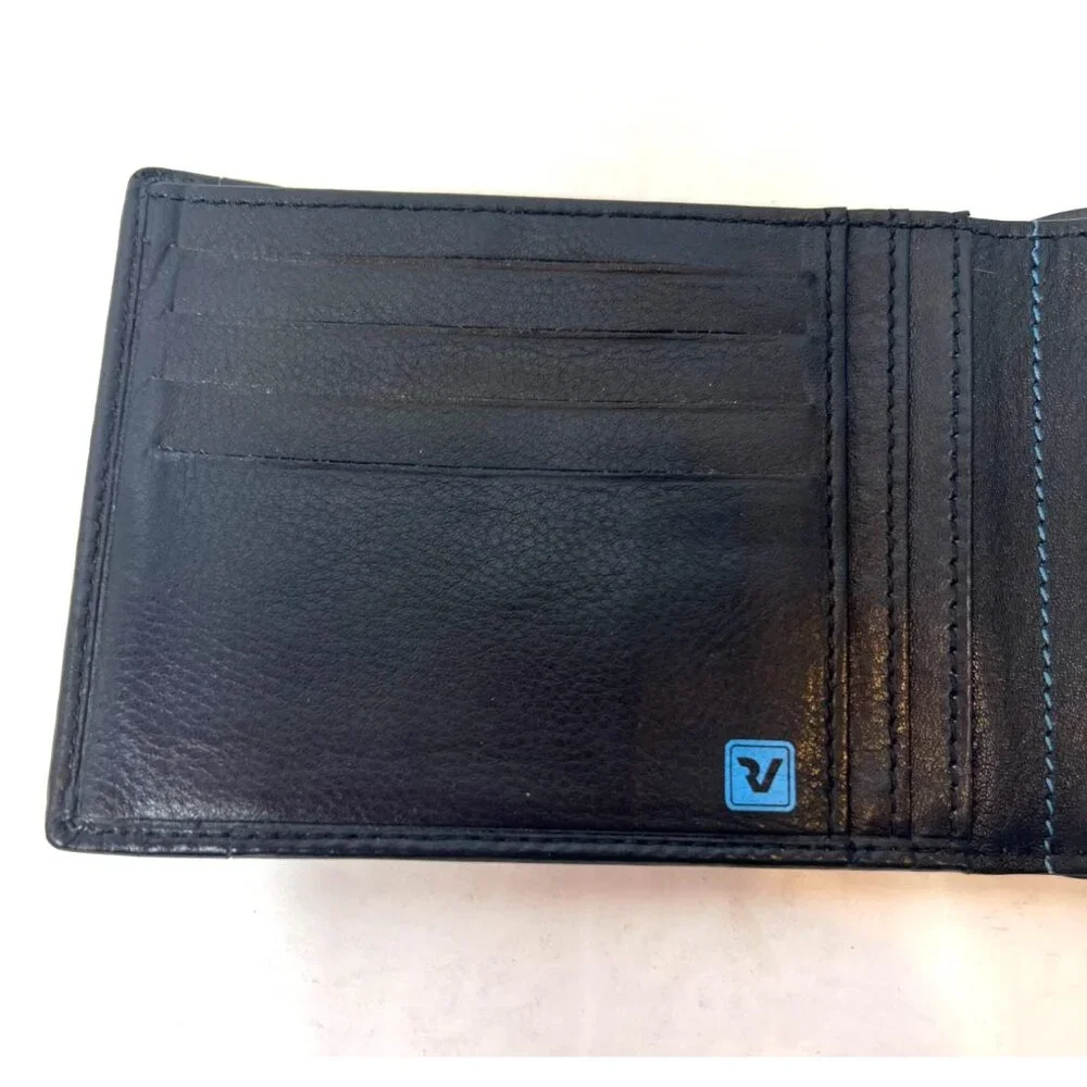 RV Roncato Black Leather Wallet With Coin Pocket & 4 Card Slots Mens Slim Design